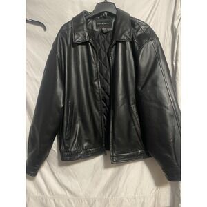 Croft & Barrow Leather Bomber Jacket Men's Extra Large Black Genuine Quilted